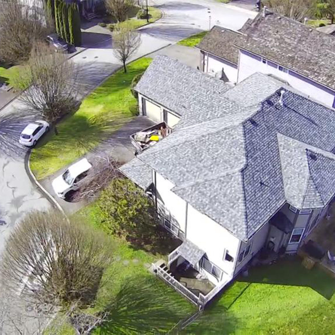 Aerial view of a house roof